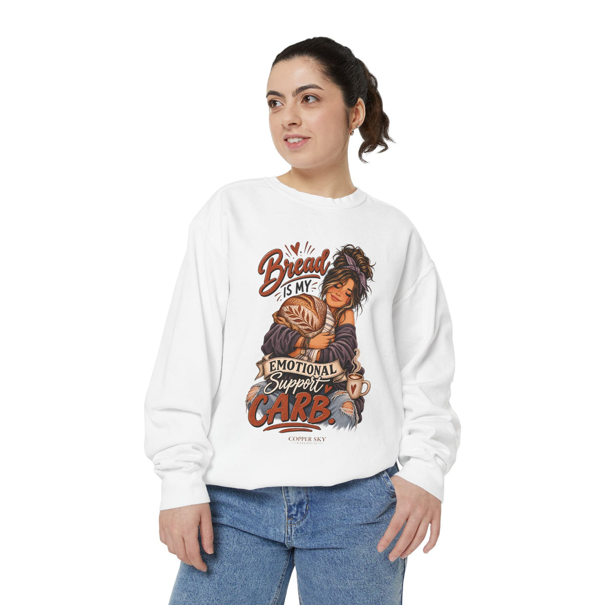 Bread Is My Emotional Support Carb — Cozy Graphic Sweatshirt