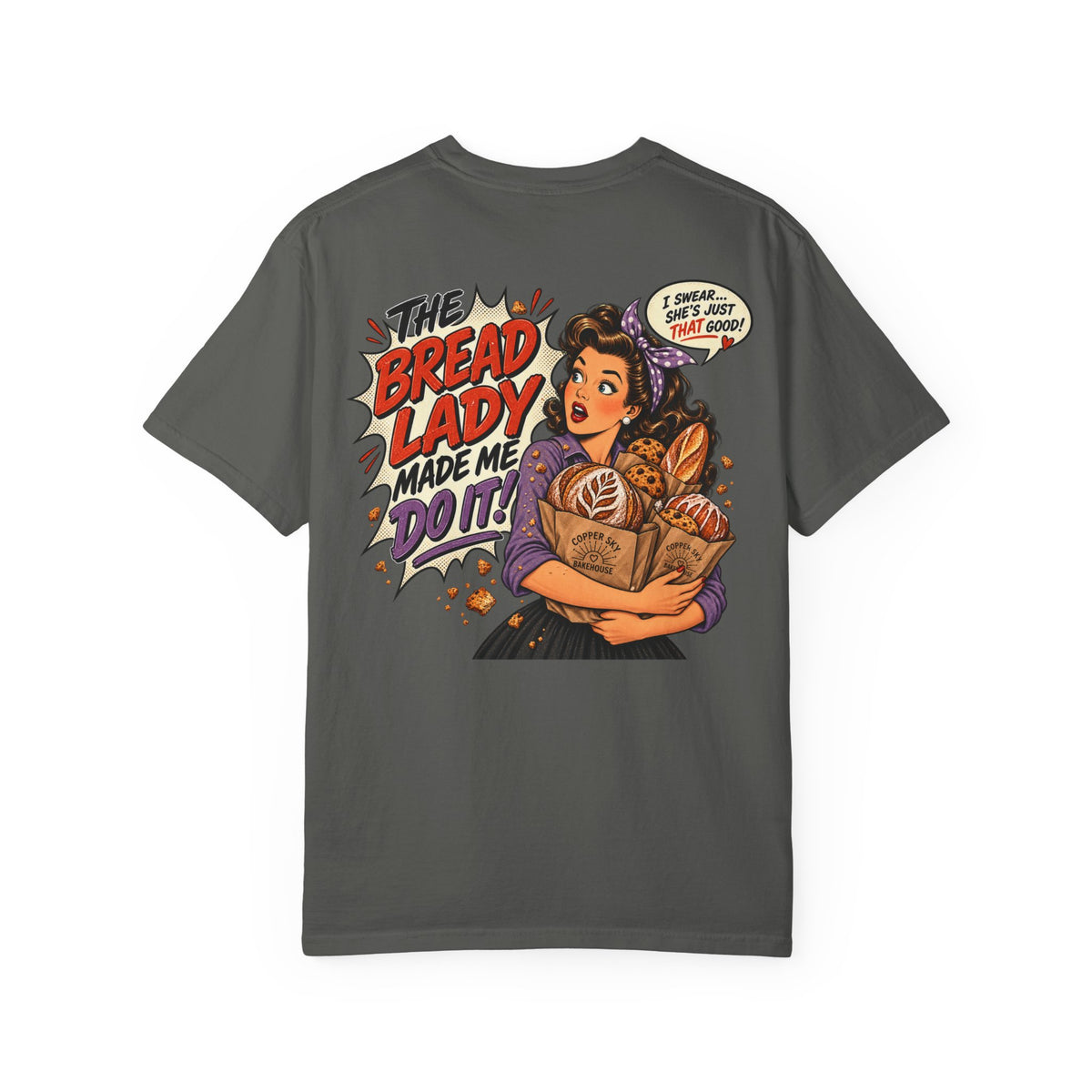 Bread Lady Graphic T-Shirt — Retro Baker Illustration