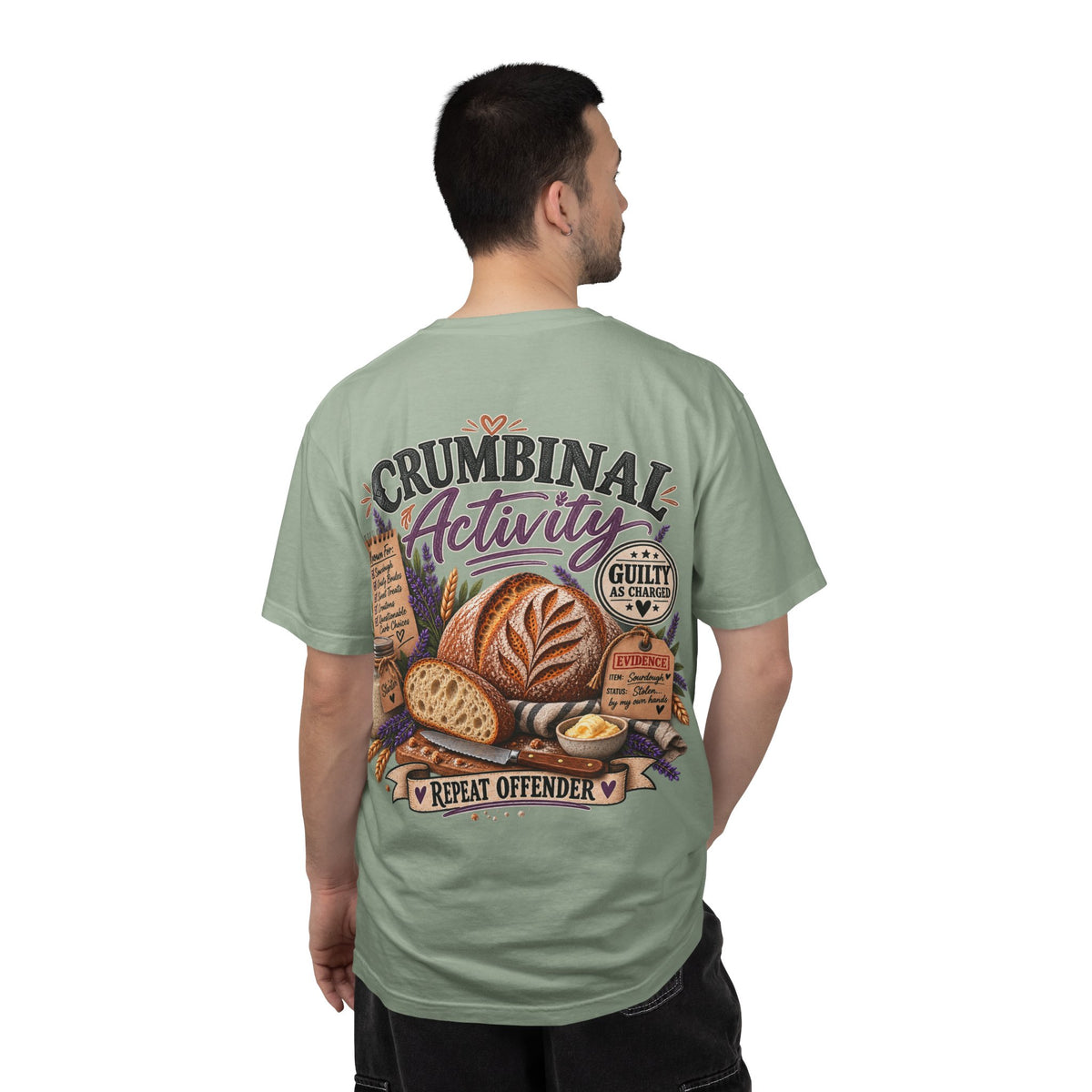 Crumbinal Activity Bread T-Shirt — 'Repeat Offender' Bakery Graphic Tee
