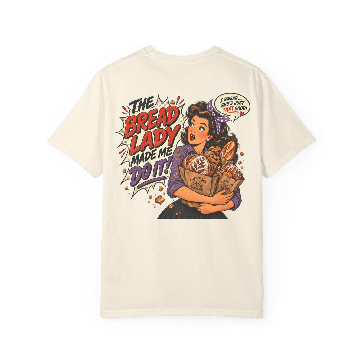 Bread Lady Graphic T-Shirt — Retro Baker Illustration