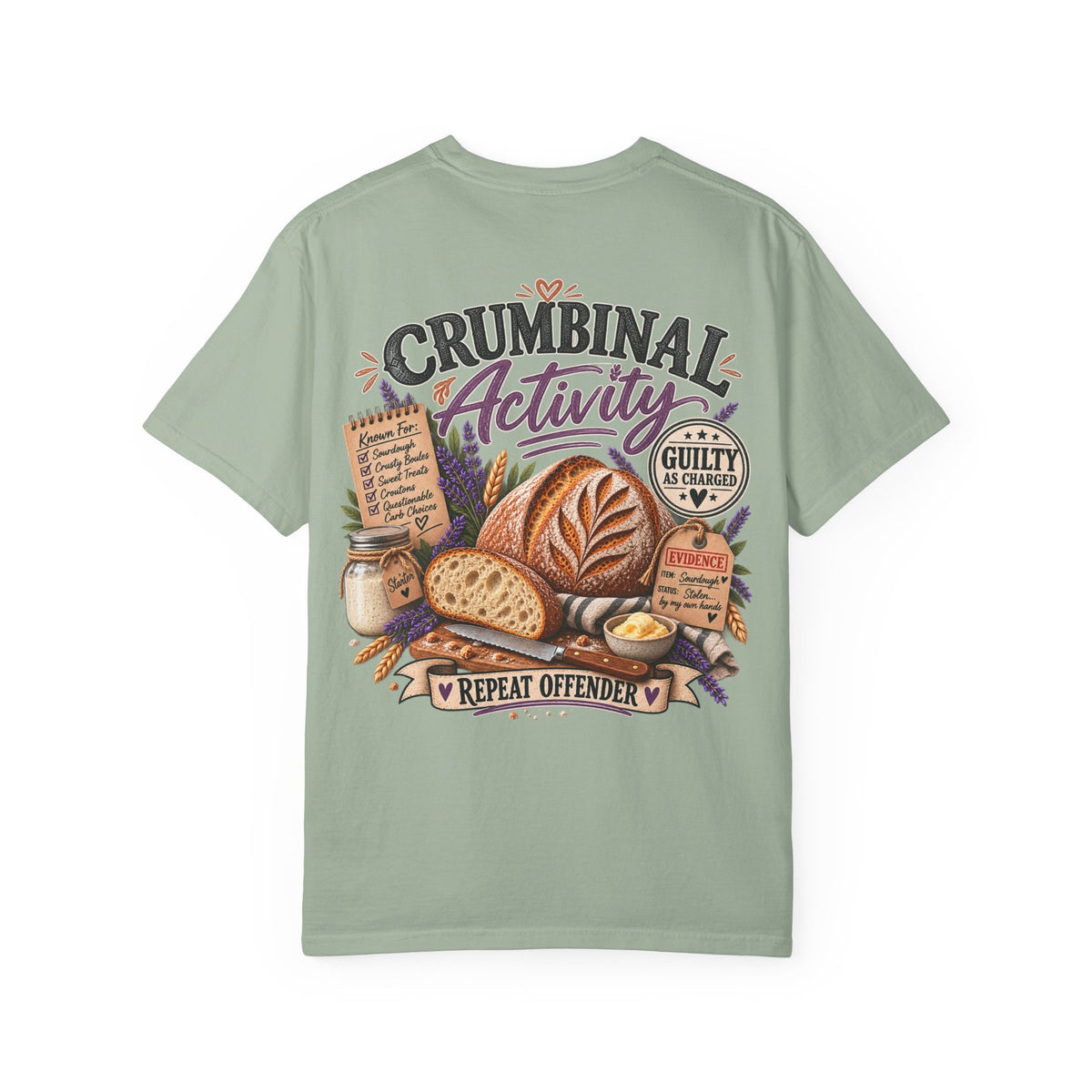Crumbinal Activity Bread T-Shirt — 'Repeat Offender' Bakery Graphic Tee