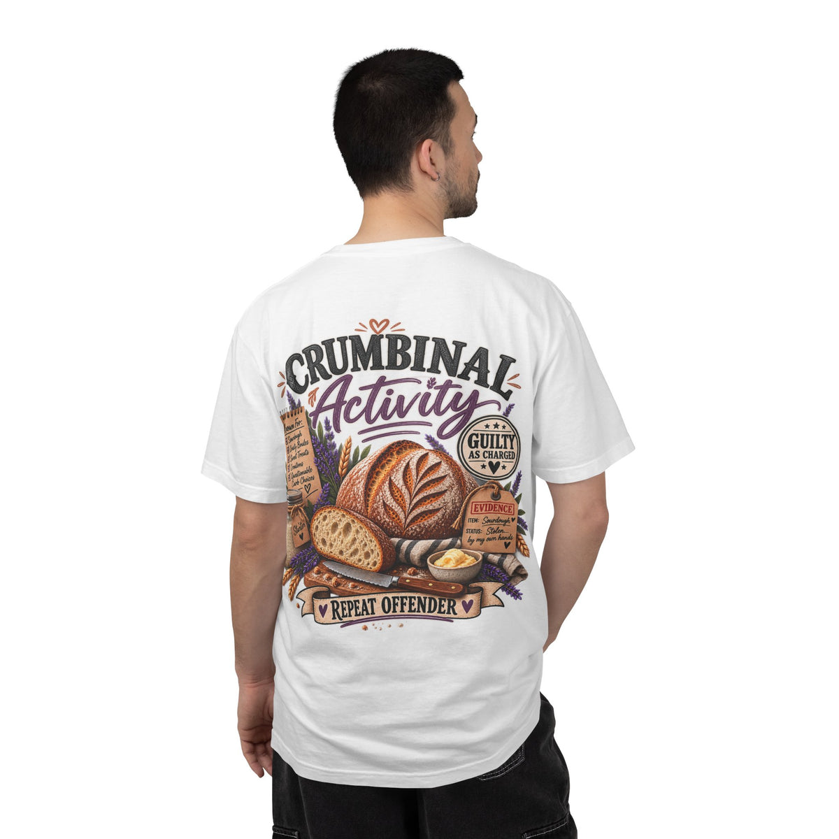 Crumbinal Activity Bread T-Shirt — 'Repeat Offender' Bakery Graphic Tee