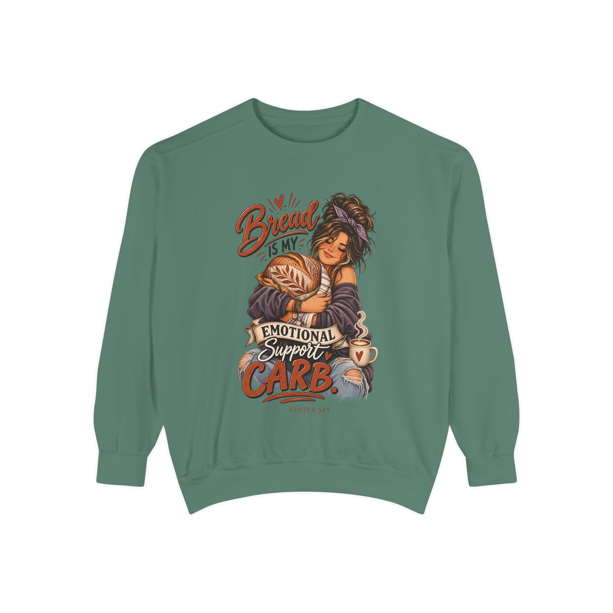 Bread Is My Emotional Support Carb — Cozy Graphic Sweatshirt