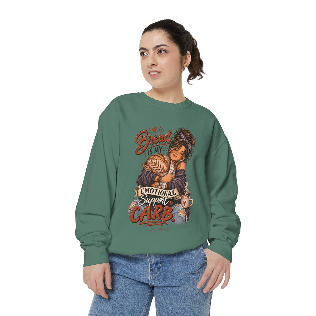 Bread Is My Emotional Support Carb — Cozy Graphic Sweatshirt