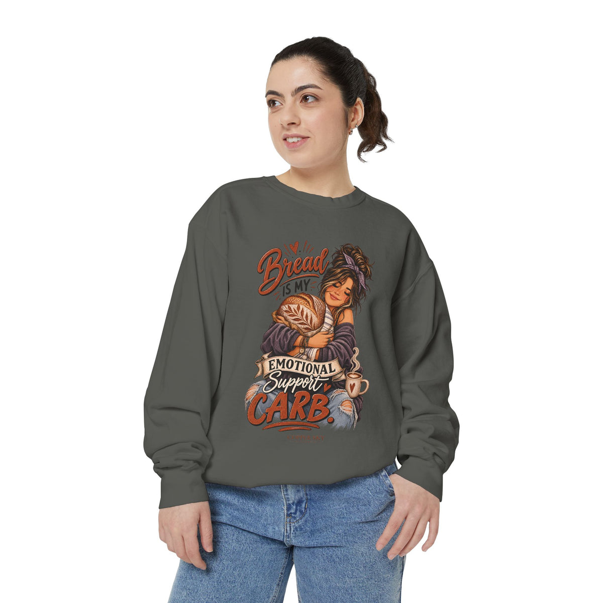 Bread Is My Emotional Support Carb — Cozy Graphic Sweatshirt