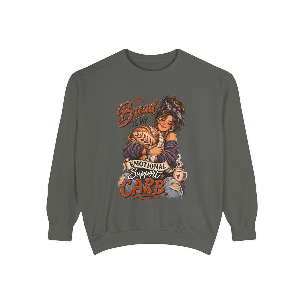 Bread Is My Emotional Support Carb — Cozy Graphic Sweatshirt