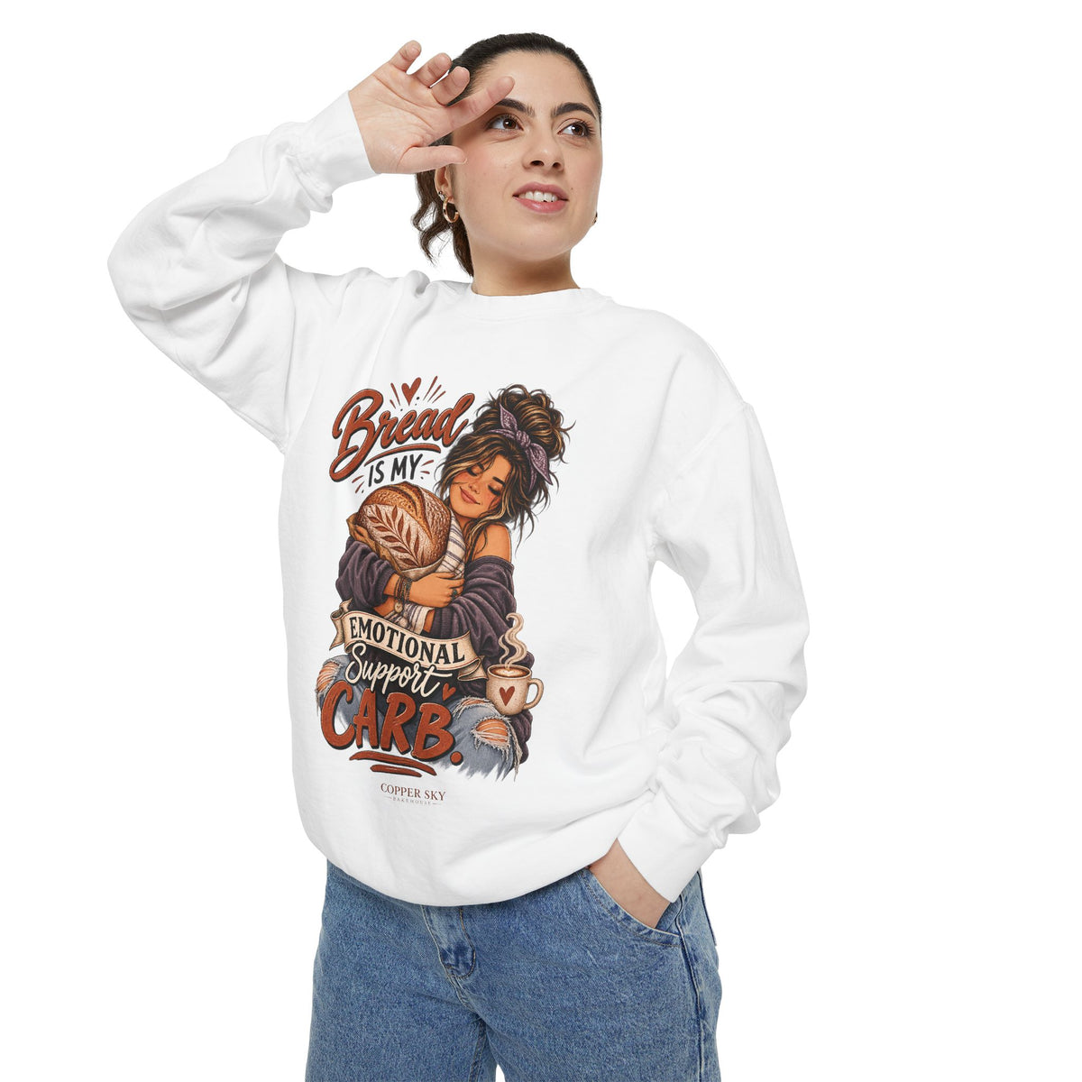 Bread Is My Emotional Support Carb — Cozy Graphic Sweatshirt