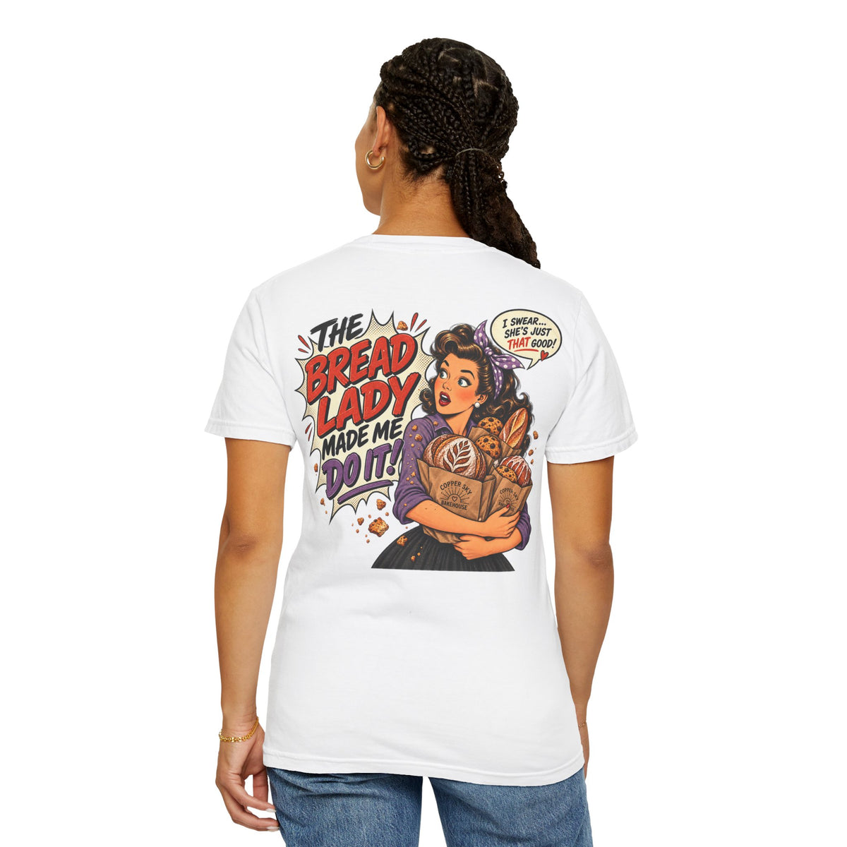 Bread Lady Graphic T-Shirt — Retro Baker Illustration