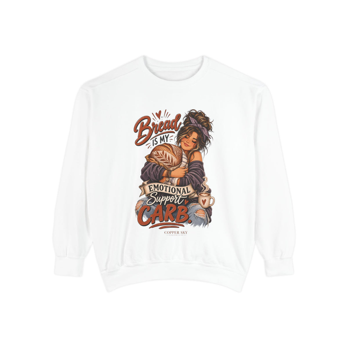 Bread Is My Emotional Support Carb — Cozy Graphic Sweatshirt
