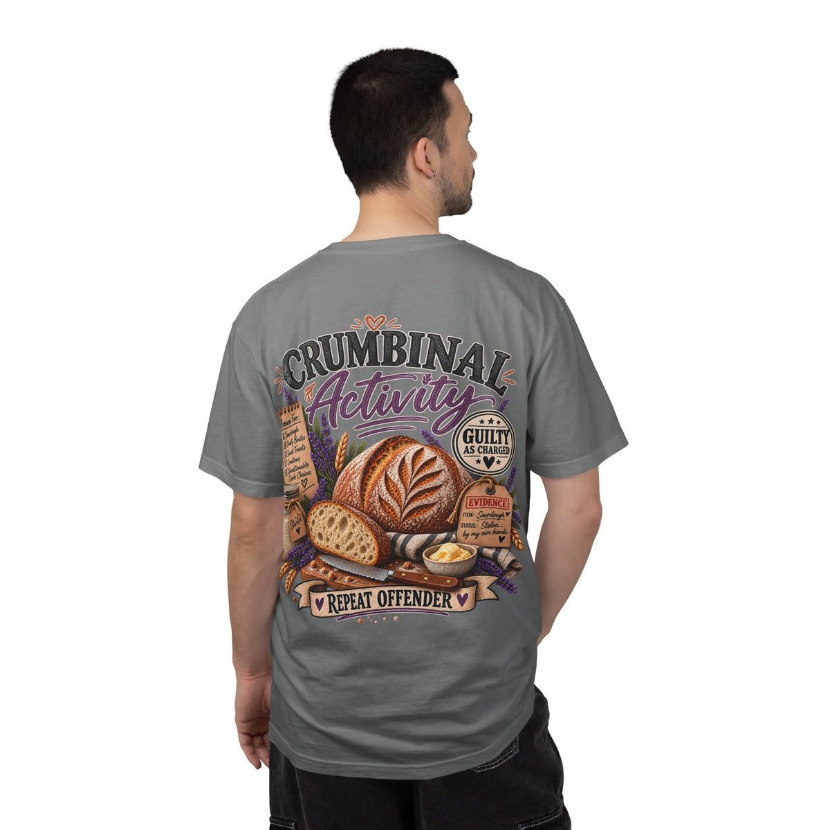 Crumbinal Activity Bread T-Shirt — 'Repeat Offender' Bakery Graphic Tee