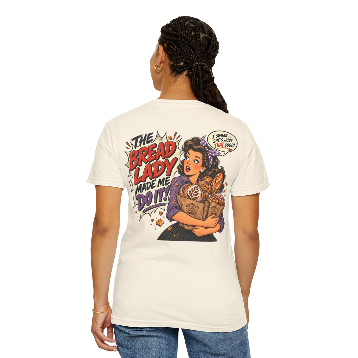 Bread Lady Graphic T-Shirt — Retro Baker Illustration