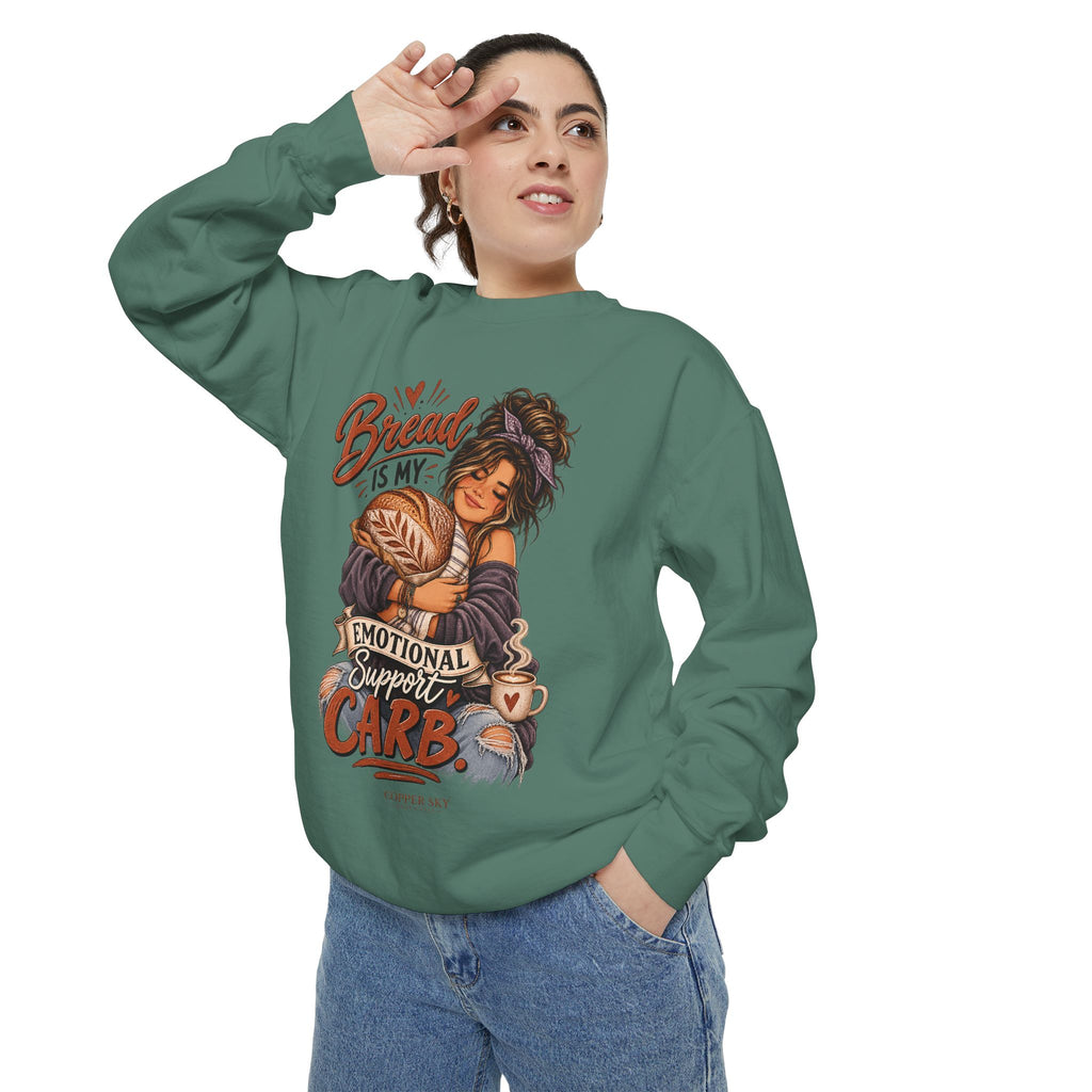 Bread Is My Emotional Support Carb — Cozy Graphic Sweatshirt