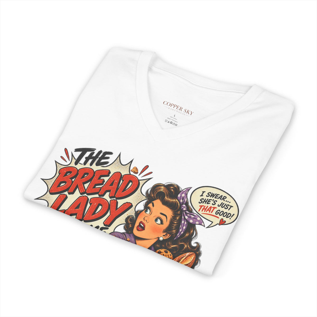 Bread Lady Made Me Do It — Retro Baker V-Neck Tee