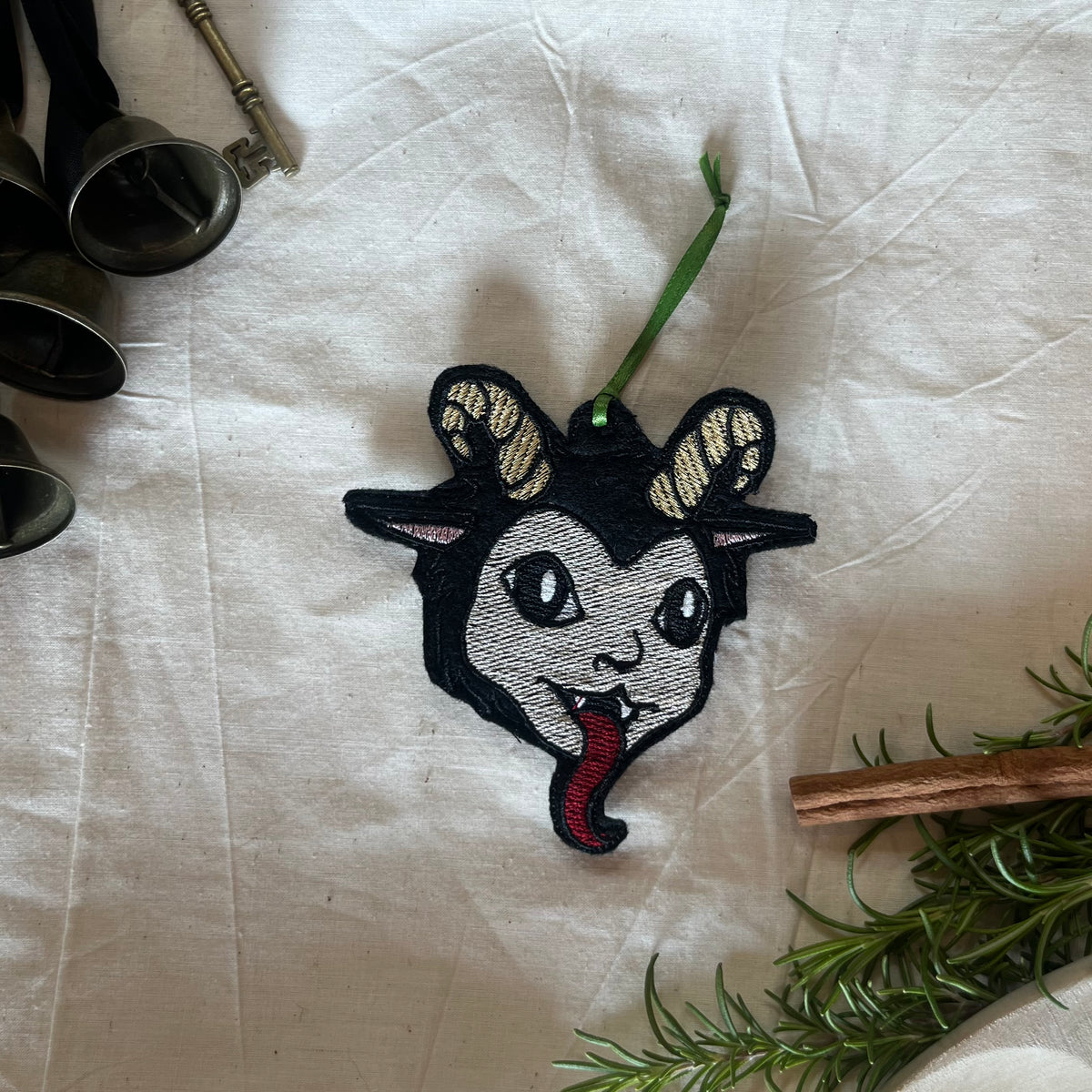 Embroidered Felt Krampus Ornament | Alpine Folklore Christmas Decor