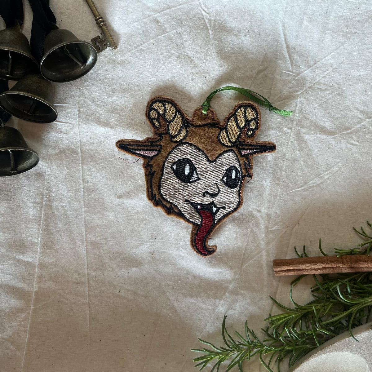 Embroidered Felt Krampus Ornament | Alpine Folklore Christmas Decor