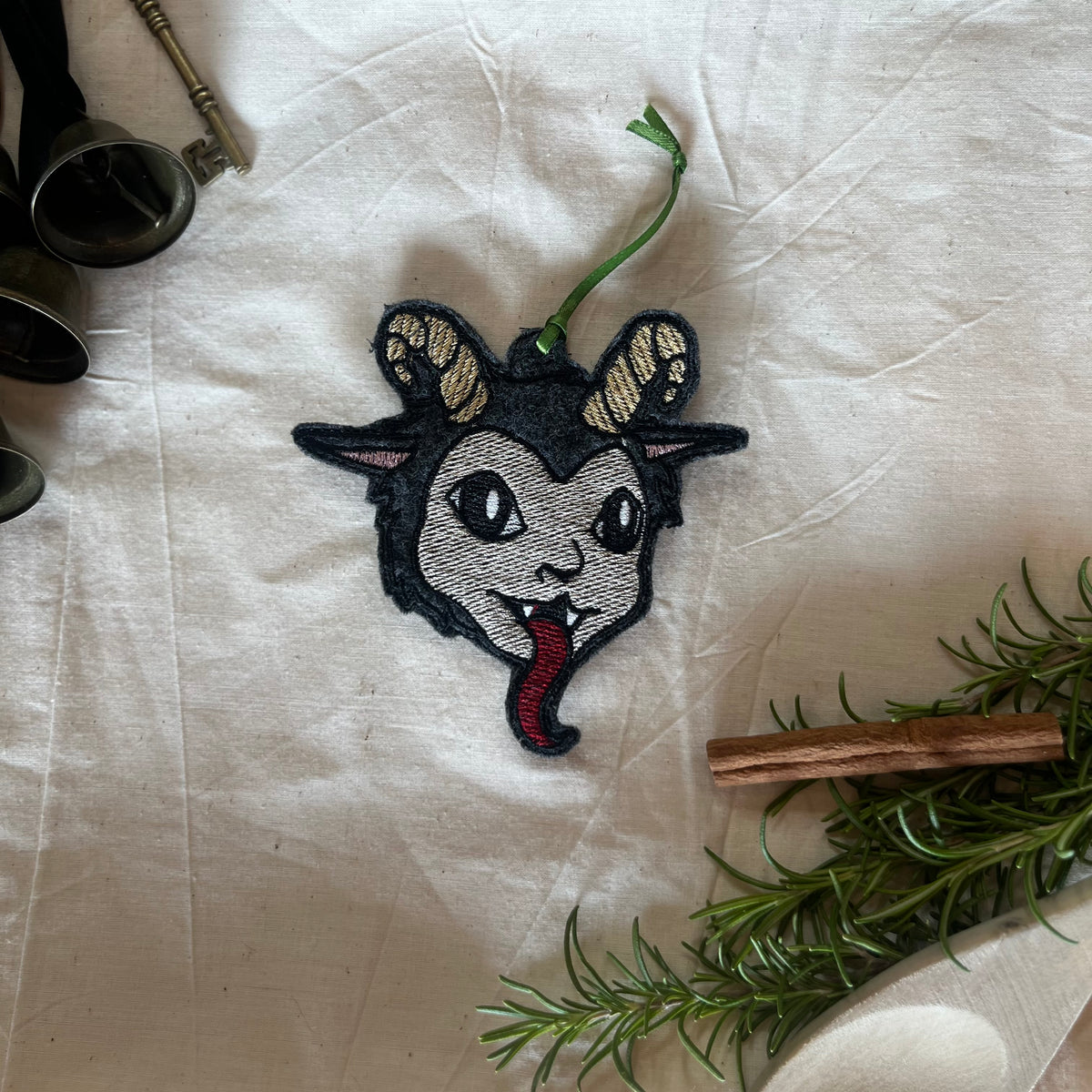 Embroidered Felt Krampus Ornament | Alpine Folklore Christmas Decor