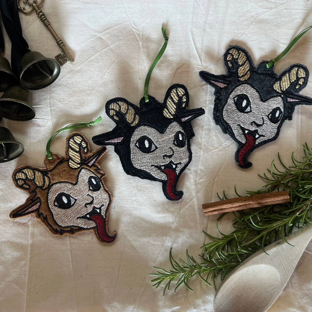Embroidered Felt Krampus Ornament | Alpine Folklore Christmas Decor